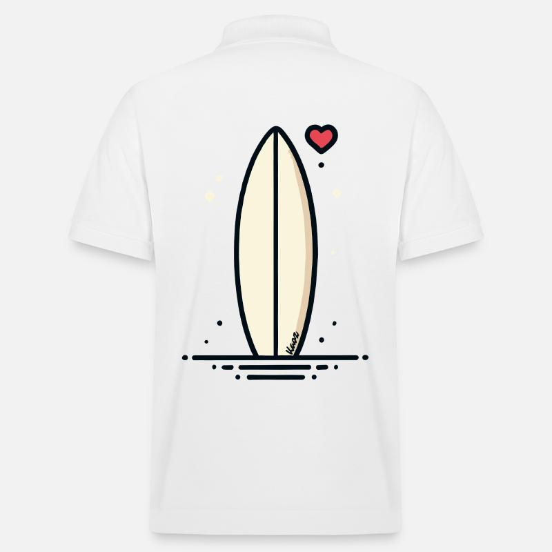 Retro Surfbrett mit Herz - Stanley/Stella Unisex Bio-Poloshirt PREPSTER - Weiß