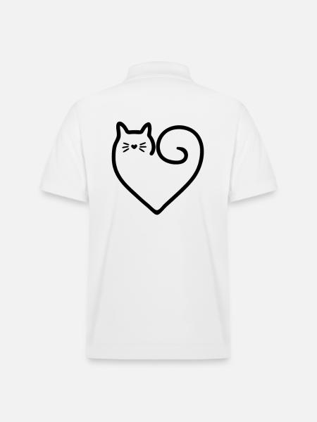 Herz-Form-Katze mit Liebe - Stanley/Stella Unisex Bio-Poloshirt PREPSTER - Weiß