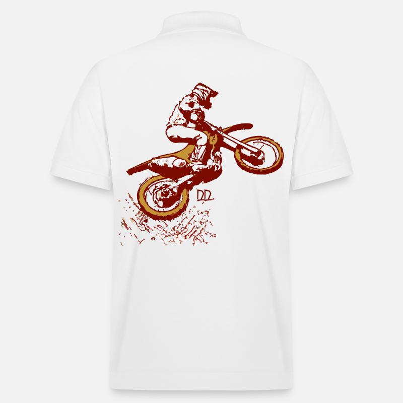 ein dreckiger Weitsprung beim Motocross - Stanley/Stella Unisex Bio-Poloshirt PREPSTER - Weiß