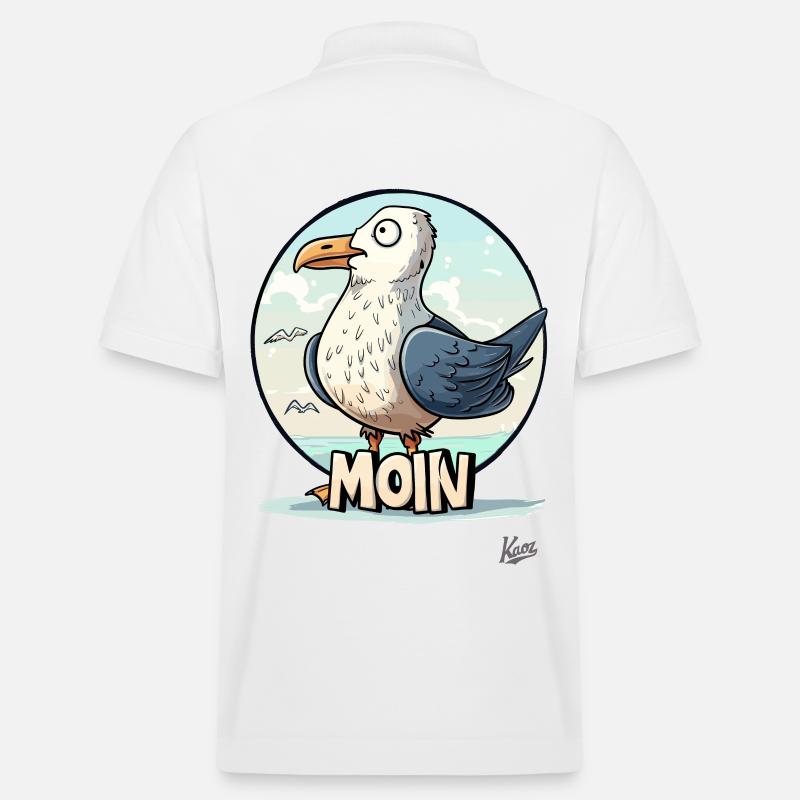 Drôle de mouette dit « Moin » - Polo PREPSTER bio Stanley/Stella Unisexe - blanc