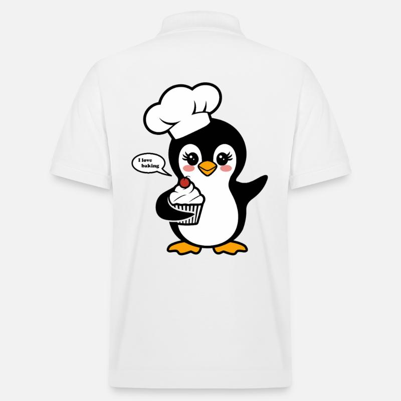 Pinguin Mit Kochmütze Liebt Backen - Stanley/Stella Unisex Bio-Poloshirt PREPSTER - Weiß