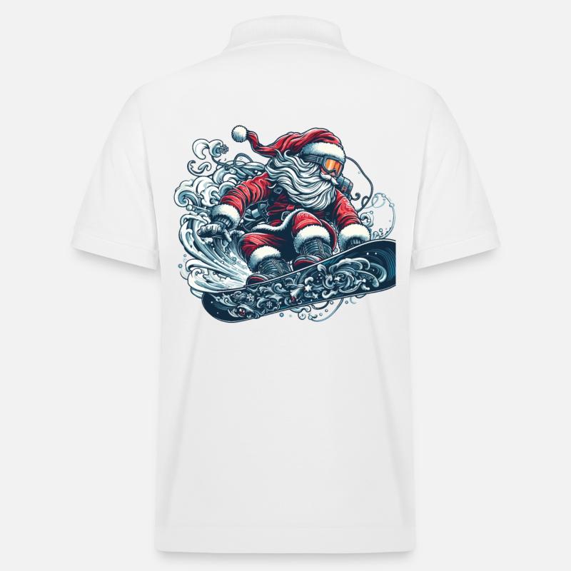 Santa Clause Snowboard Ride - Stanley/Stella Unisex Bio-Poloshirt PREPSTER - Weiß