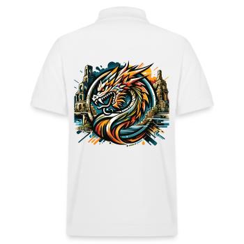 Dragon Tête de Dragon Logo Ruine Drachenfels - Polo PREPSTER bio Stanley/Stella Unisexe - blanc - Dos - Andy (188cm)