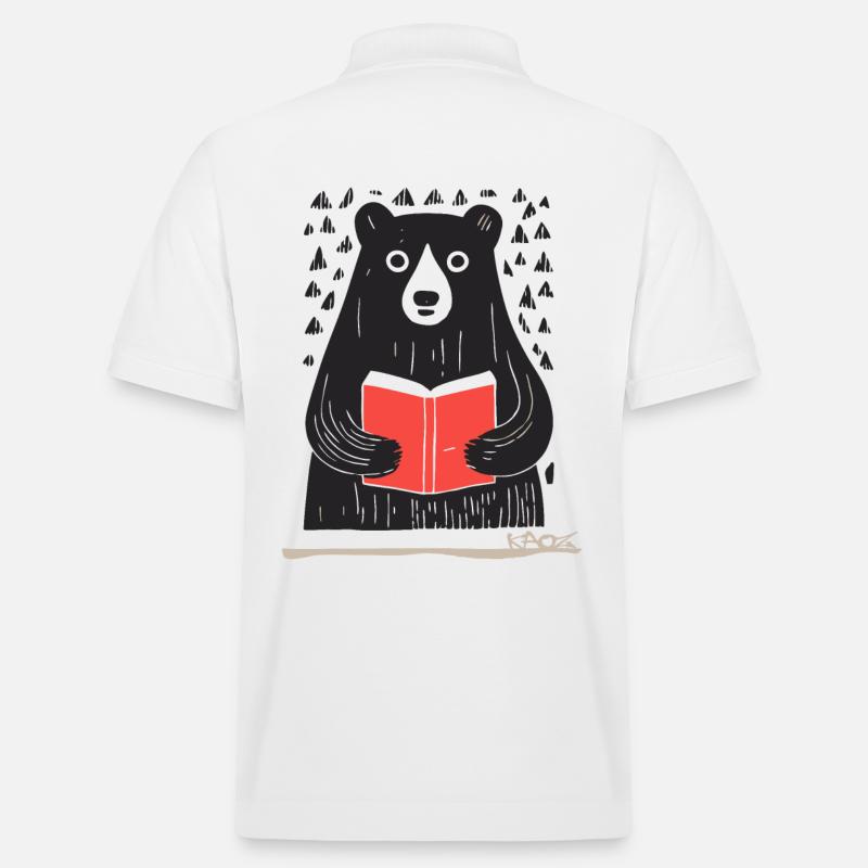 Ein lesender Bär - Stanley/Stella Unisex Bio-Poloshirt PREPSTER - Weiß
