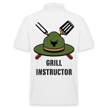 Grill Instructor (Grillen BBQ Barbecue Hut / POS) - Stanley/Stella Unisex Bio-Poloshirt PREPSTER - Weiß - Hinten - Andy (188cm)