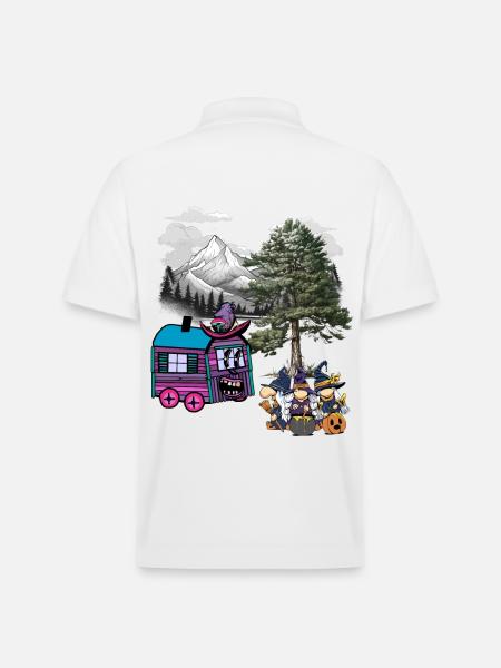 Witch Witches Halloween Construction Trailer - Stanley/Stella Unisex Organic Polo Shirt PREPSTER - white