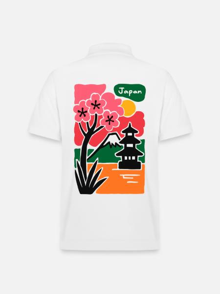 Sakura Tempel am See Japan - Stanley/Stella Unisex Bio-Poloshirt PREPSTER - Weiß