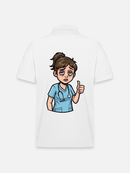 Müde Heldin: Pflege mit Herz & Humor - Stanley/Stella Unisex Bio-Poloshirt PREPSTER - Weiß
