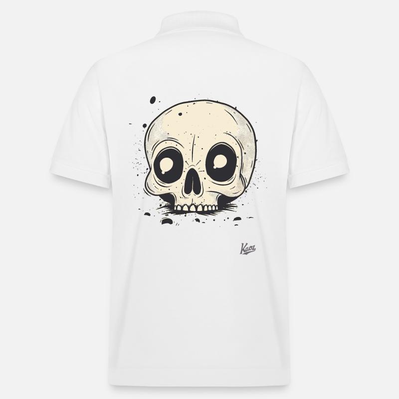Lustiger Cartoon-Schädel - Stanley/Stella Unisex Bio-Poloshirt PREPSTER - Weiß