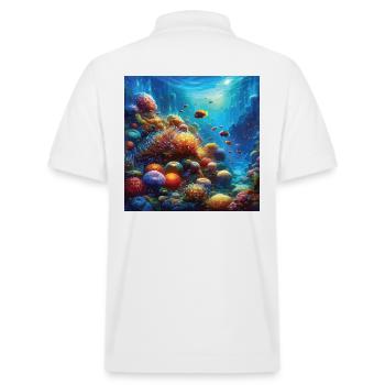 Lebendiges Korallenriff Aquarium Unterwasser Kunst - Stanley/Stella Unisex Bio-Poloshirt PREPSTER - Weiß - Hinten - Andy (188cm)
