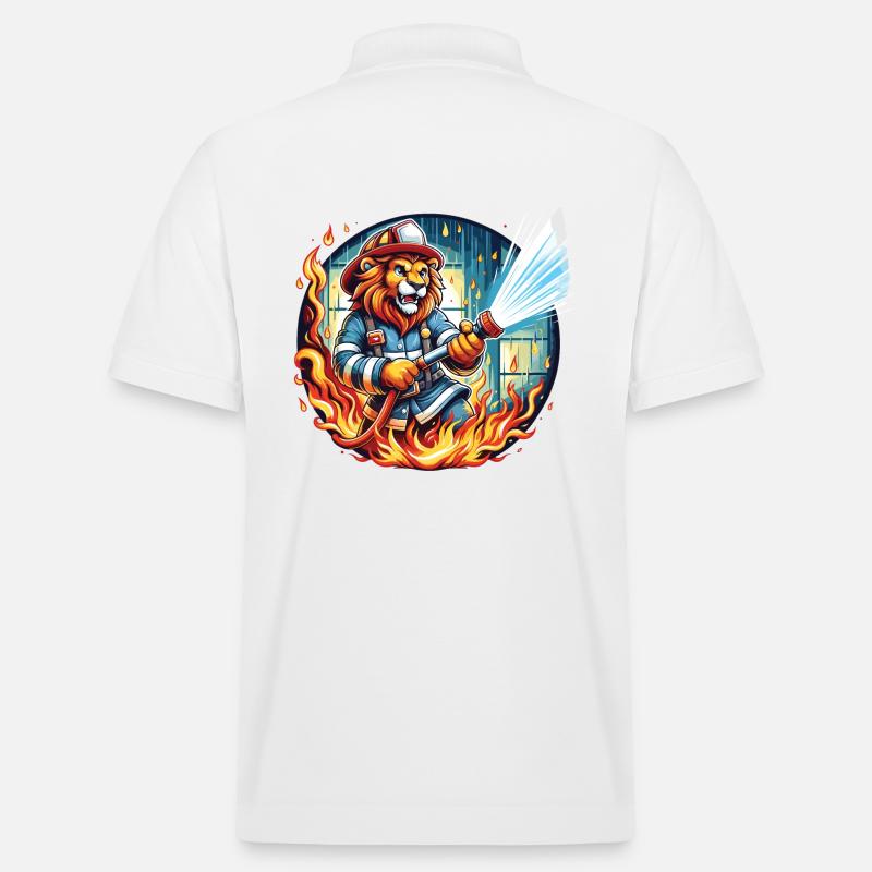 Lion, Pompier, Pompier, Flammes, Héros - Polo PREPSTER bio Stanley/Stella Unisexe - blanc