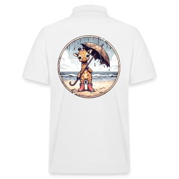 Girafe en bottes en caoutchouc avec parapluie sur la plage - Polo PREPSTER bio Stanley/Stella Unisexe - blanc - Dos - Andy (188cm)