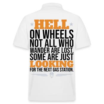 Hell On Wheels – Motard de station-service - Polo PREPSTER bio Stanley/Stella Unisexe - blanc - Dos - Andy (188cm)