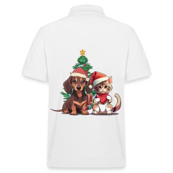 Hund Katze Nikolaus Bescherung Santa Haustiere - Stanley/Stella Unisex Bio-Poloshirt PREPSTER - Weiß - Hinten - Andy (188cm)