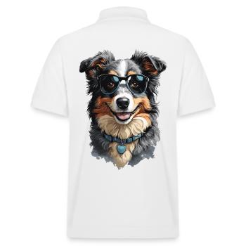 Australian Shepherd Hund Freund Begleiter - Stanley/Stella Unisex Bio-Poloshirt PREPSTER - Weiß - Hinten - Andy (188cm)