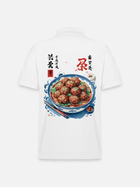 Japansk Ukiyo-e Mat Konst Kött Ramen Soppa - Ekologisk pikétröja PREPSTER unisex från Stanley/Stella - vit
