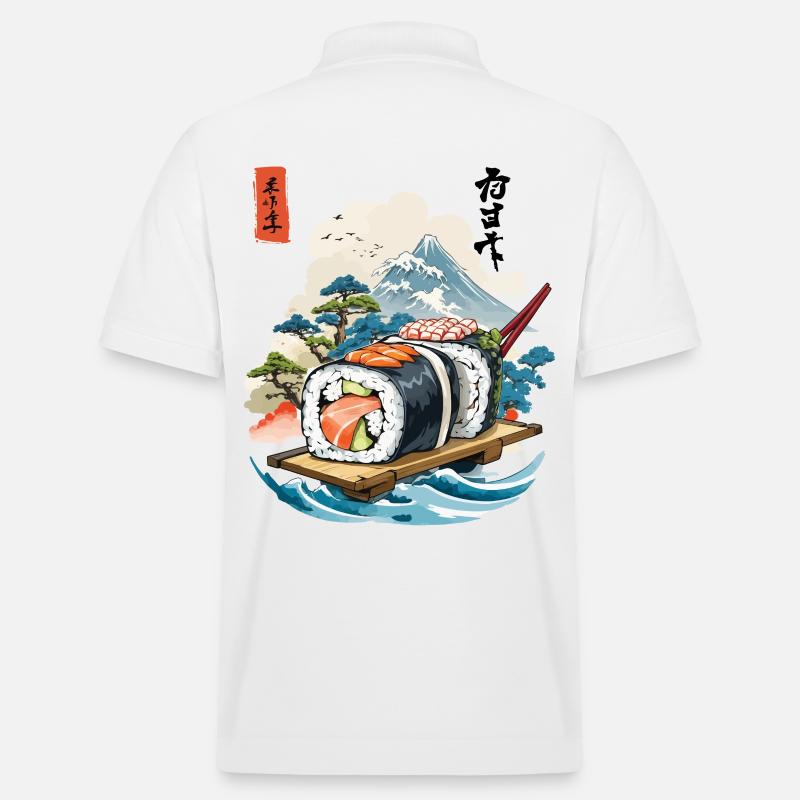 Ukiyo-E Sushi Kunstwerk Design - Stanley/Stella Unisex Bio-Poloshirt PREPSTER - Weiß