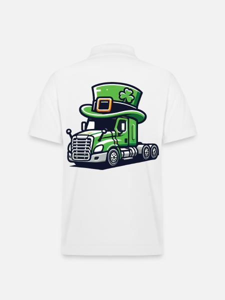 St. Patrick's Day lastebil med topphatt - Stanley/Stella PREPSTER økologisk unisex-poloskjorte - hvit