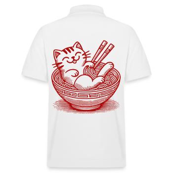 Kawaii Katze in Ramen Nudeln Japanisches Essen - Stanley/Stella Unisex Bio-Poloshirt PREPSTER - Weiß - Hinten - Andy (188cm)