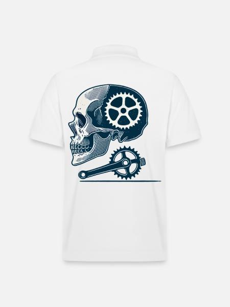 Bicycle Skeleton Sprocket Cycling - Stanley/Stella Unisex Organic Polo Shirt PREPSTER - white