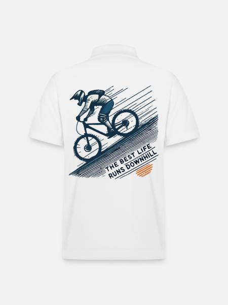 Bicycle Downhill Adventure Retro Style - Stanley/Stella Unisex Organic Polo Shirt PREPSTER - white