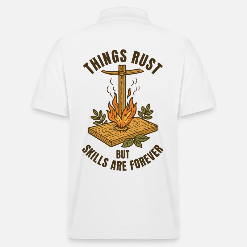 Things Rust Skills Forever Prepper Survival - Stanley/Stella Unisex Organic Polo Shirt PREPSTER - white