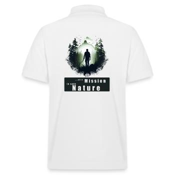 On a Mission to save Nature - Stanley/Stella Unisex Bio-Poloshirt PREPSTER - Weiß - Hinten - Andy (188cm)