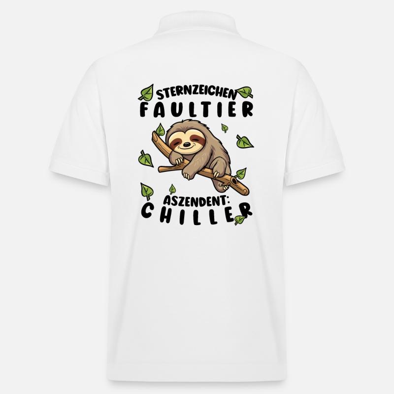 Faultier Lustiger Spruch: Sternzeichen Faultier - Stanley/Stella Unisex Bio-Poloshirt PREPSTER - Weiß