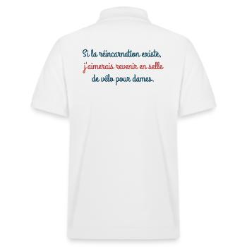 Love & Beard - Si la réincarnation existe... - Polo PREPSTER bio Stanley/Stella Unisexe - blanc - Dos - Andy (188cm)