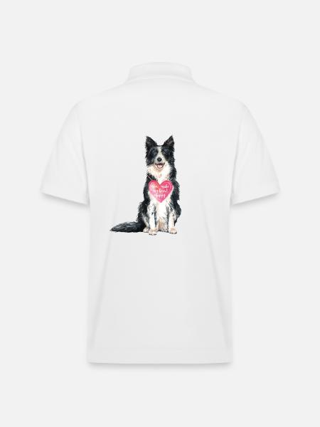 Border Collie love - Stanley/Stella Unisex Organic Polo Shirt PREPSTER - white
