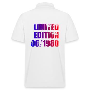 45th Birthday Limited Edition 06/1980 - Stanley/Stella Unisex Organic Polo Shirt PREPSTER - white - Back - Andy (188cm)