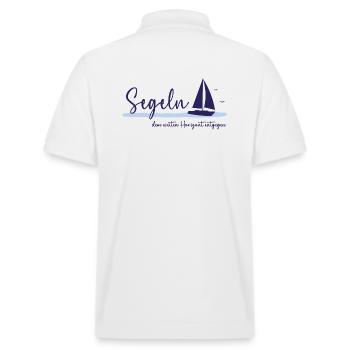 Segeln dem weiten Horizont entgegen blau - Stanley/Stella Unisex Bio-Poloshirt PREPSTER - Weiß - Hinten - Andy (188cm)