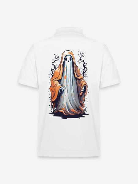 Funny Halloween Ghost Costume Design - Stanley/Stella Unisex Organic Polo Shirt PREPSTER - white