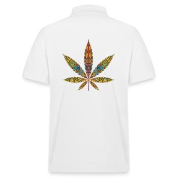 Hemp Leaf Legal Pattern Cannabis High Indica Weed - Stanley/Stella Unisex Organic Polo Shirt PREPSTER - white - Back - Andy (188cm)