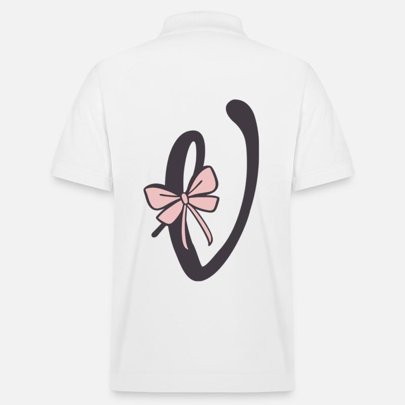 Ruban lettre initiale V - Polo PREPSTER bio Stanley/Stella Unisexe - blanc