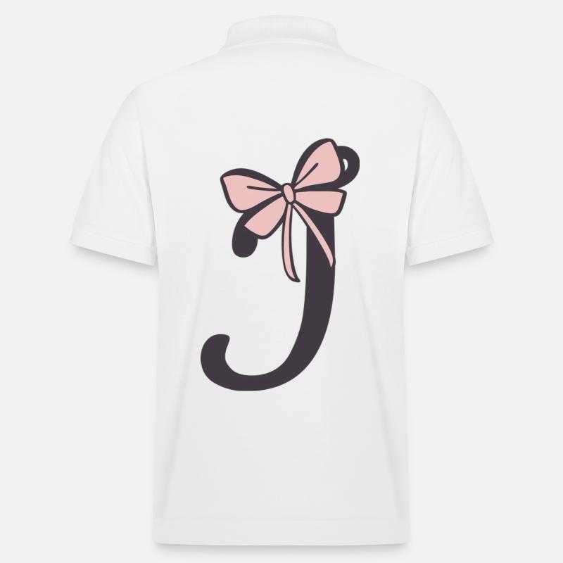 Anfangsbuchstabe i Schleifchen - Stanley/Stella Unisex Bio-Poloshirt PREPSTER - Weiß
