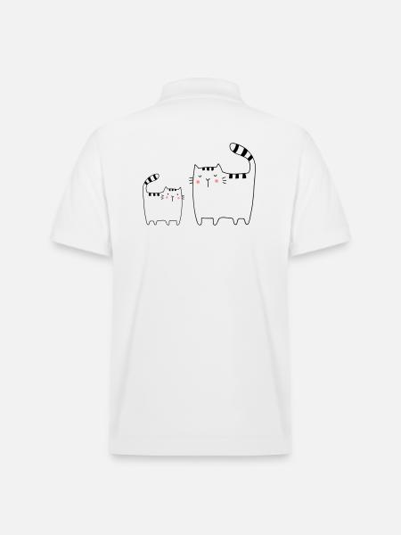 Cats Family Cat Kitten - Stanley/Stella Unisex Organic Polo Shirt PREPSTER - white