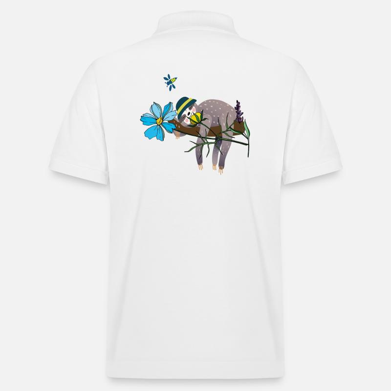 Faultier im Garten - Stanley/Stella Unisex Bio-Poloshirt PREPSTER - Weiß