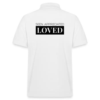 Seen Appreciated Loved - Stanley/Stella Unisex Bio-Poloshirt PREPSTER - Weiß - Hinten - Andy (188cm)