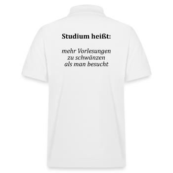Unispruch "Vorlesungen schwänzen"Student Studenten - Stanley/Stella Unisex Bio-Poloshirt PREPSTER - Weiß - Hinten - Andy (188cm)