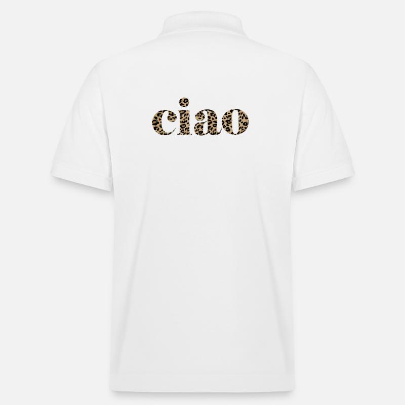 Imprimé léopard Ciao Lettering Design - Polo PREPSTER bio Stanley/Stella Unisexe - blanc