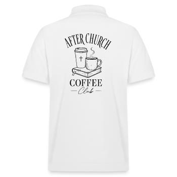 Church Coffee - Stanley/Stella Unisex Organic Polo Shirt PREPSTER - white - Back - Andy (188cm)