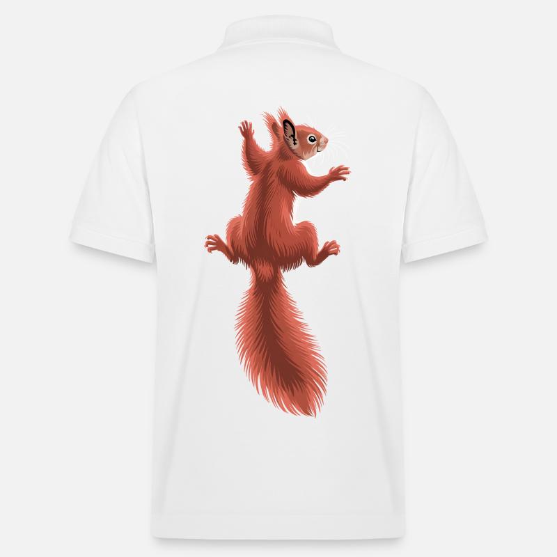 Süßes kletterndes rotes Eichhörnchen - Stanley/Stella Unisex Bio-Poloshirt PREPSTER - Weiß