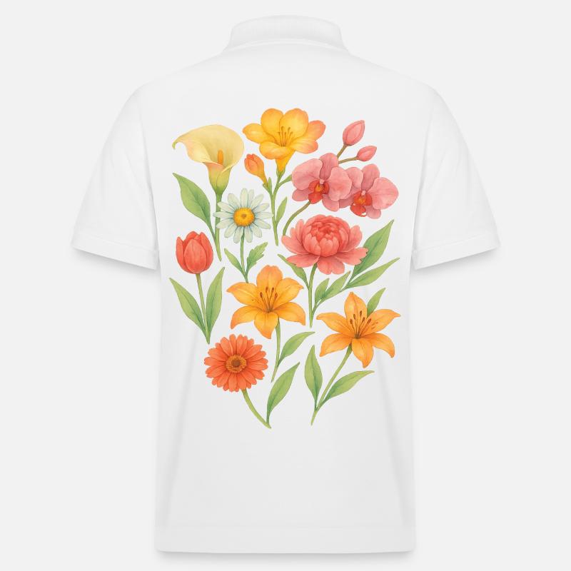 Composition florale pastel élégante - Polo PREPSTER bio Stanley/Stella Unisexe - blanc