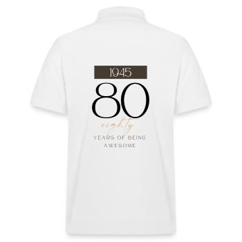 80th birthday years of being awesome 1945 gift - Stanley/Stella Unisex Organic Polo Shirt PREPSTER - white - Back - Andy (188cm)