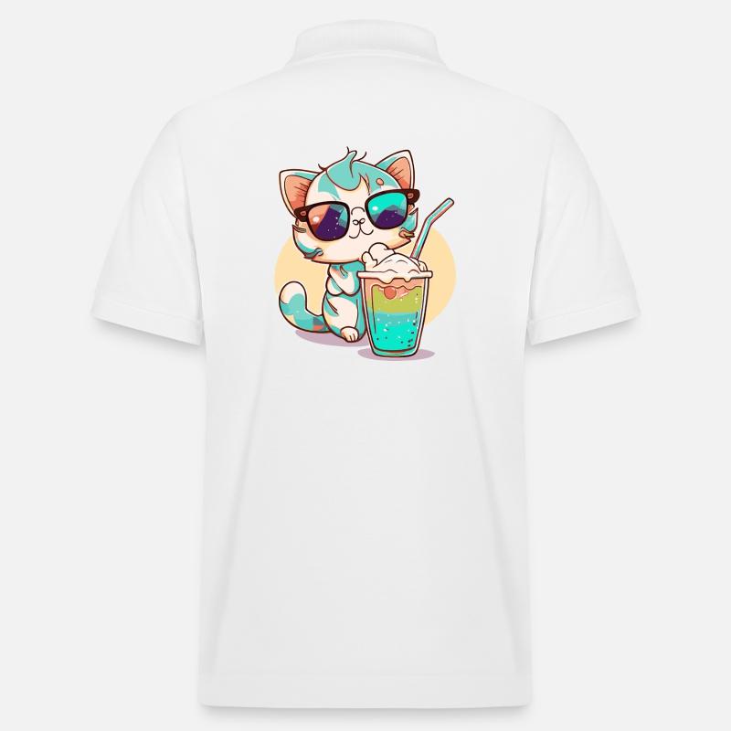 Katze am Strand - Stanley/Stella Unisex Bio-Poloshirt PREPSTER - Weiß