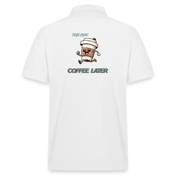 Run Now Coffee Later - Stanley/Stella Unisex Organic Polo Shirt PREPSTER - white - Back - Andy (188cm)