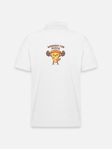 Pizza Workout Motivational Shoe - Stanley/Stella Unisex Organic Polo Shirt PREPSTER - white