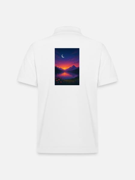 Moonlit Night at the Mountain Lake - Stanley/Stella Unisex Organic Polo Shirt PREPSTER - white