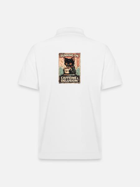 Kaffee Katze: Koffein & Illusion - Stanley/Stella Unisex Bio-Poloshirt PREPSTER - Weiß